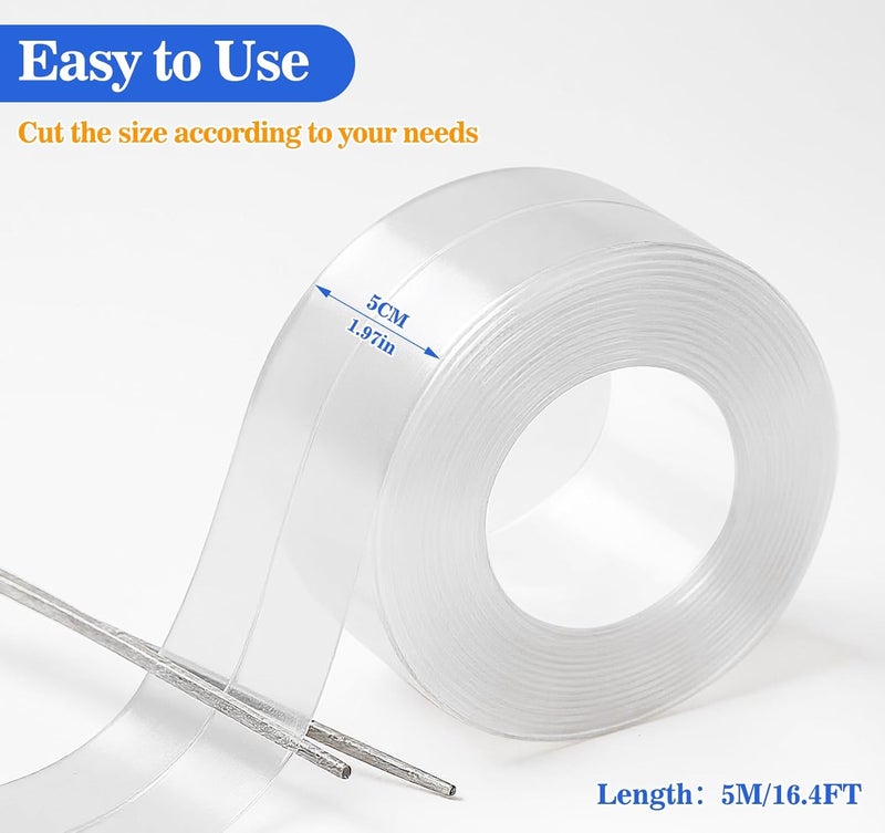 ABSOFINE Caulk Tape Waterproof Self Adhesive, Clear Toilet Caulk Sealant Tape, Shower Seal Strip for Kitchen, Countertop, Bathroom, Sink Bathtub Toilet Edge Protector with Sealing Tool (1.97"x16.4Ft) - Image 2